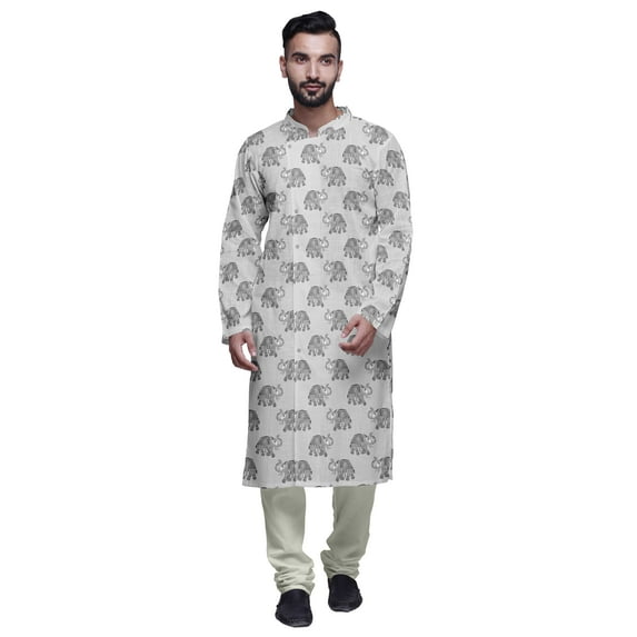 Atasi Party Wear Kurta Pajama For Men Mandarin Collar Long Sleeve Ethnic Kurta Pajama