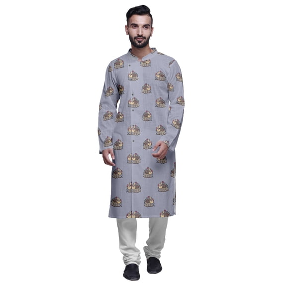 Atasi Party Wear Kurta Pajama For Men Mandarin Collar Long Sleeve Ethnic Kurta Pajama