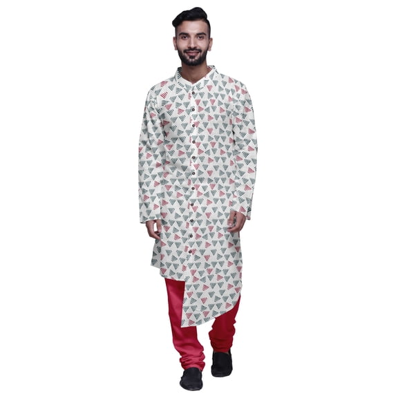 Atasi Party Wear Kurta Set For Men Mandarin Collar Ethnic Printed Kurta Pajama