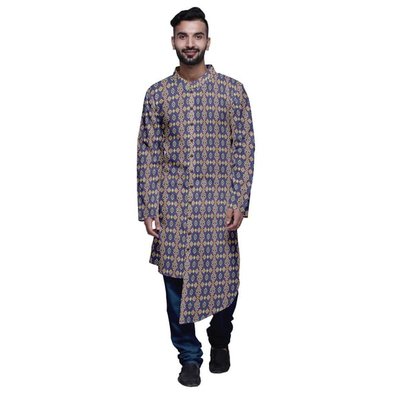 Atasi Party Wear Kurta Set For Men Mandarin Collar Ethnic Printed Kurta Pajama