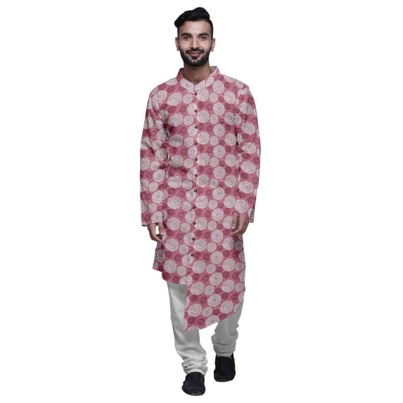 Atasi Party Wear Kurta Set For Men Mandarin Collar Ethnic Printed Kurta Pajama
