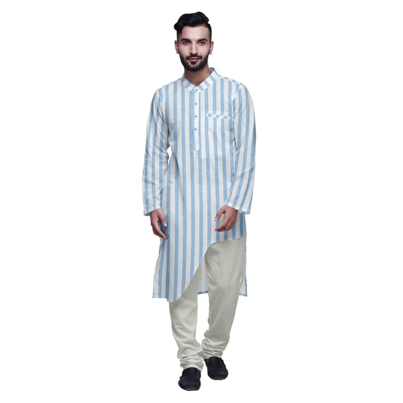 Atasi Printed Casual Asymmetric Kurta Pyjama For Men Designer Long Kurta Set
