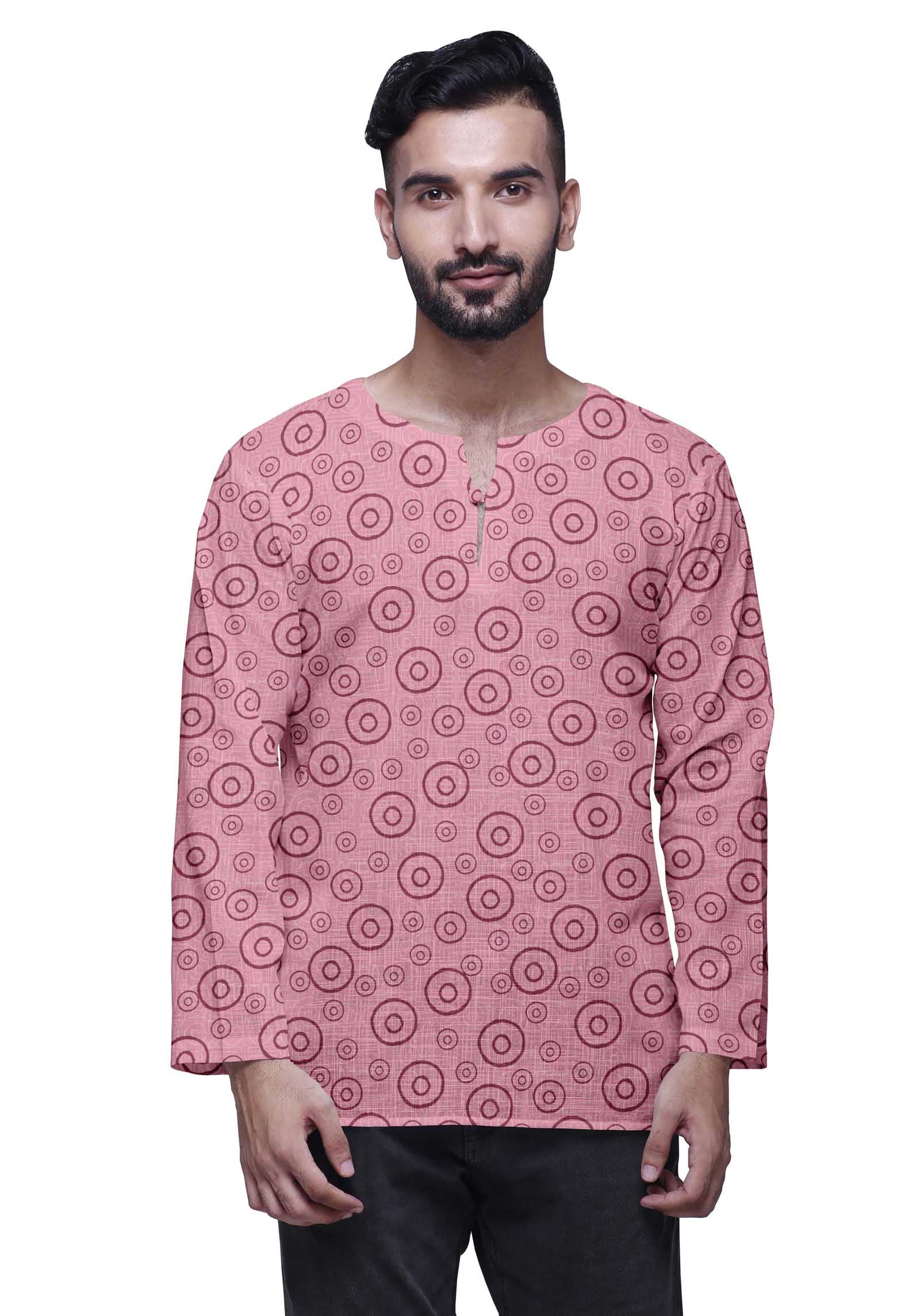 Atasi Printed Cotton Long SleeveÂ ShirtÂ Casual Short Kurta For Men ...