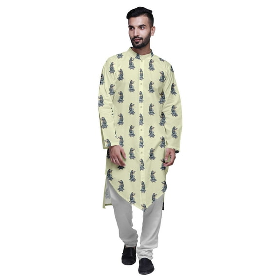 Atasi Printed Designer Rayon Button Down Casual Kurta With Pajama For Men