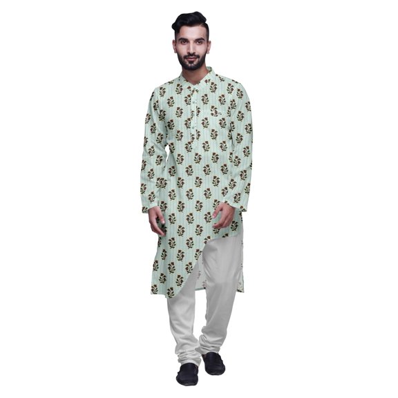 Atasi Printed Ethnic Kurta Pajama Set Summer Party Wear Kurta Pyjama For Men