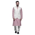 thumbnail image 1 of Atasi Printed Kurta Pajama Jacket Set Mandarin Collar Traditional Ethnic Shirt, 1 of 1