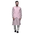 thumbnail image 1 of Atasi Printed Kurta Pajama Jacket Set Mandarin Collar Traditional Ethnic Shirt, 1 of 1