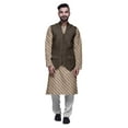 thumbnail image 1 of Atasi Printed Kurta Pajama Jacket Set Mandarin Collar Traditional Ethnic Shirt, 1 of 1