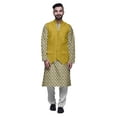 thumbnail image 1 of Atasi Printed Kurta Pajama Jacket Set Mandarin Collar Traditional Ethnic Shirt, 1 of 1