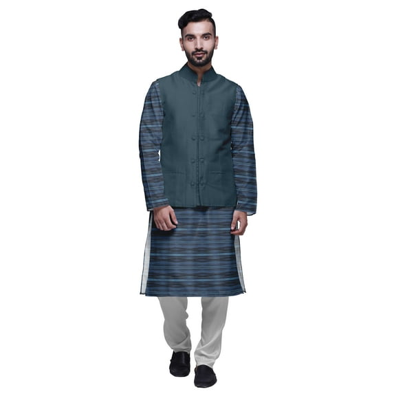Atasi Printed Long Sleeve Classic Ethnic Kurta Pyjama Set For Mens Casual Wear