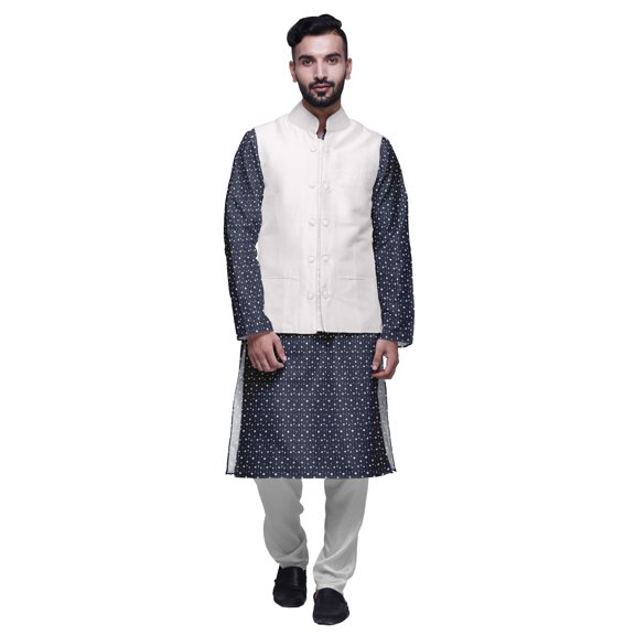 Atasi Printed Long Sleeve Classic Ethnic Kurta Pyjama Set For Mens Casual Wear