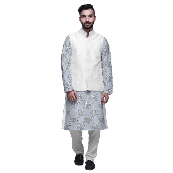 Atasi Printed Long Sleeve Classic Ethnic Kurta Pyjama Set For Mens Casual Wear