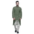 thumbnail image 1 of Atasi Printed Long Sleeve Kurta For Men Button Down Cotton Slub Ethnic Shirt, 1 of 5