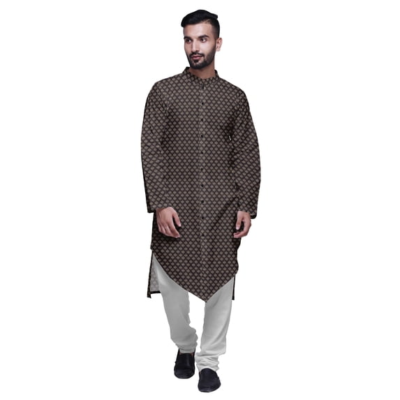 Atasi Printed Long Sleeve Kurta With Pajama Set For Men Summer Clothing