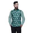 thumbnail image 1 of Atasi Printed Nehru Jacket Mens Bandhgala Ethnic Jacket Party Wear Wedding Clothing-Large, 1 of 3