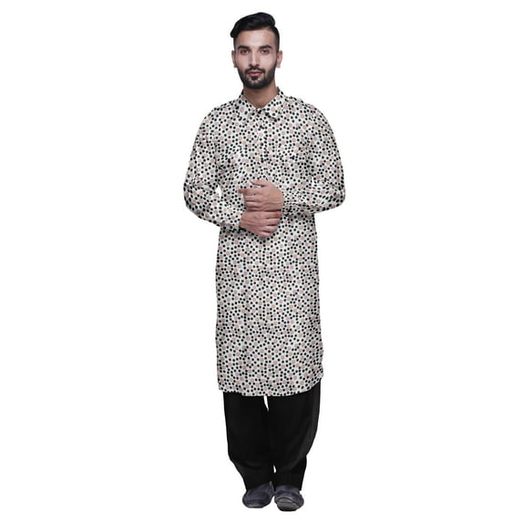 Atasi Printed Pathani Kurta With Salwar For Men Indian Summer Ethnic Set