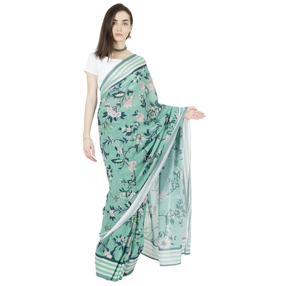 Atasi Printed Poly Georgette Saree For Womens Traditional Indian Wear Saree With Stitched Blouse-AM