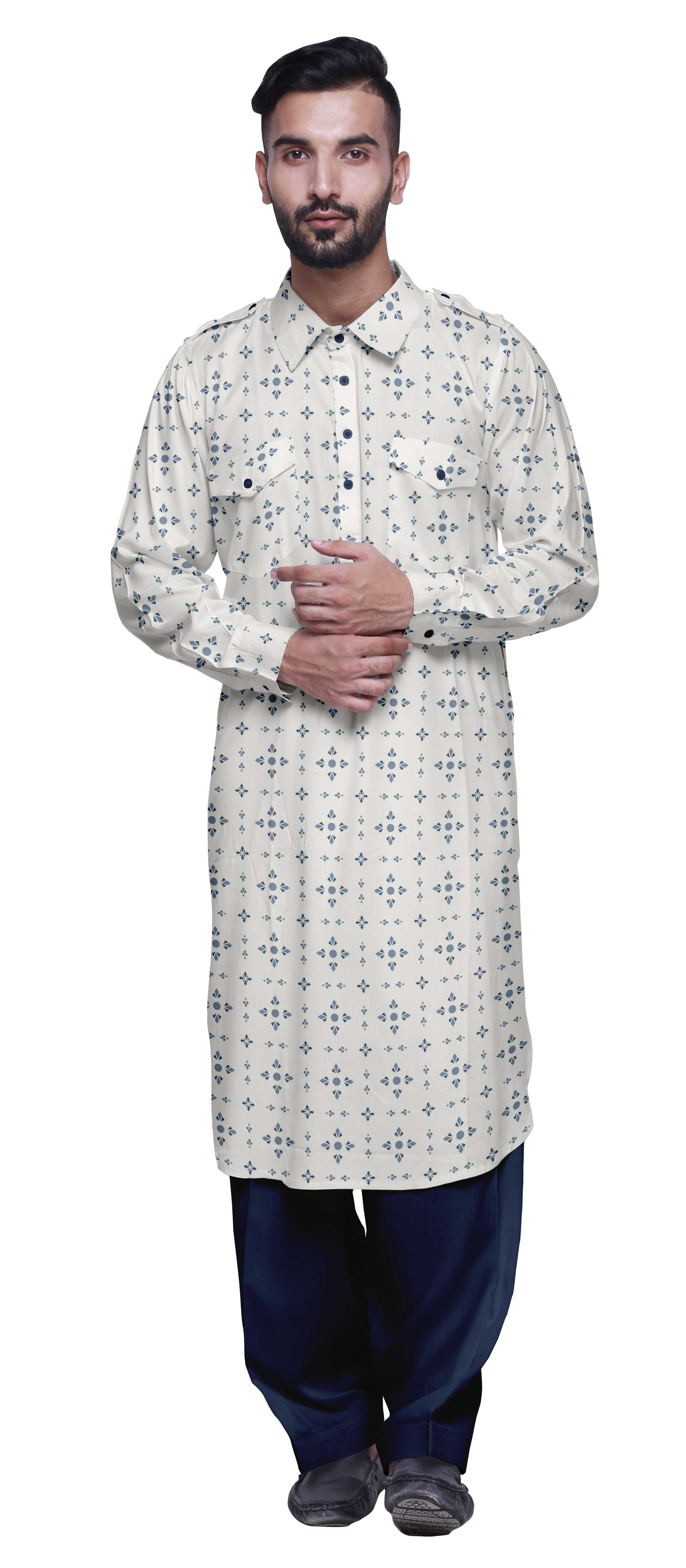 Atasi Punjabi Kurta Pajama For Men Casual Printed Mens Kurta