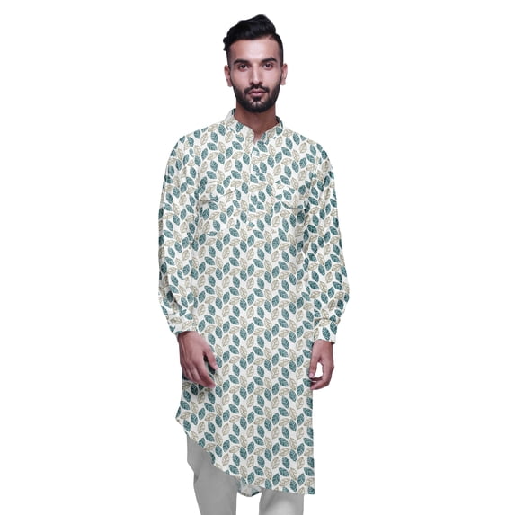 Atasi Rayon Ethnic Long Kurta For Boys Printed Party Wear Kurta For Men