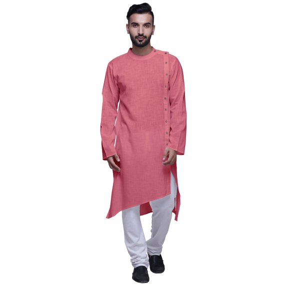 Atasi Satin Slub Designer Button Down Kurta For Men Casual Summer Wear Kurtas-Large