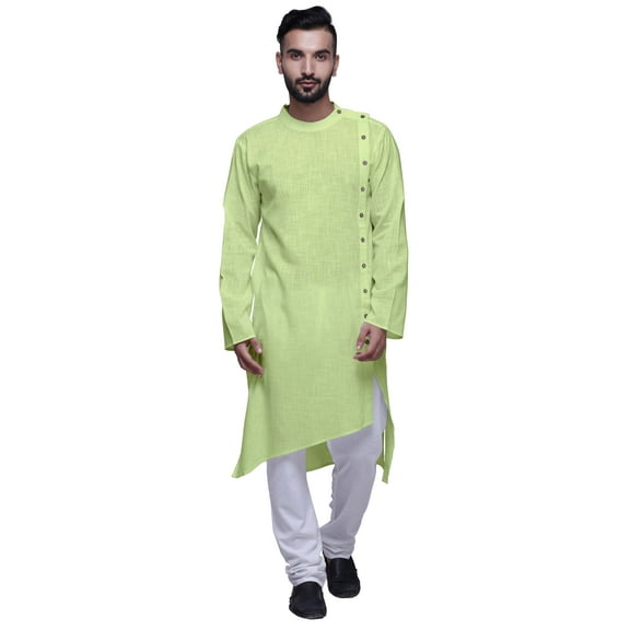 Atasi Satin Slub Designer Button DownÂ KurtaÂ For Men Casual Summer WearÂ Kurtas-X-Large