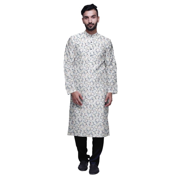 Atasi Satin Slub Ethnic Kurta With Churidar For Mens Printed Party Wear