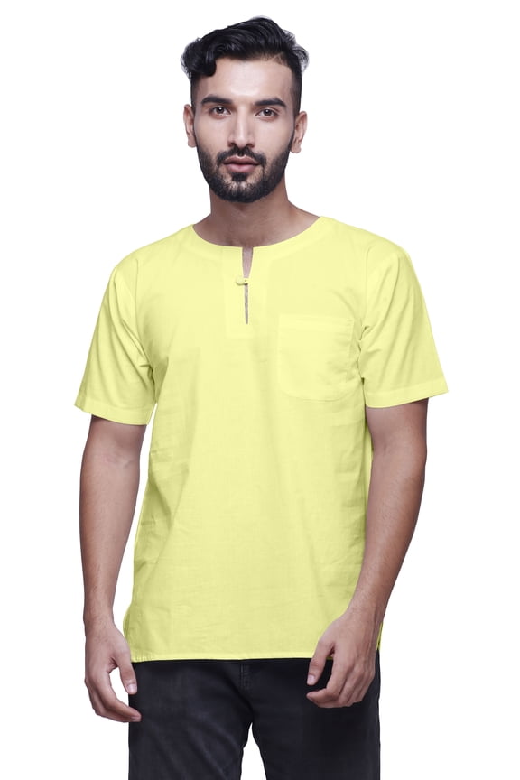 Short Kurta For Men Stylish Solid Cotton Poplin Summer Clothing