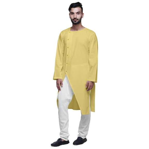 Atasi Solid Indian Fashion For Men Cotton Slub Button Down Kurta For Men