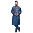 thumbnail image 1 of Atasi Solid Kurta Churidar With Printed Jecket Set For Mens Summer Party Wear, 1 of 1