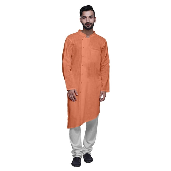 Atasi Solid Kurta Pajama For Men Asymmetric Style Casual Summer Clothing