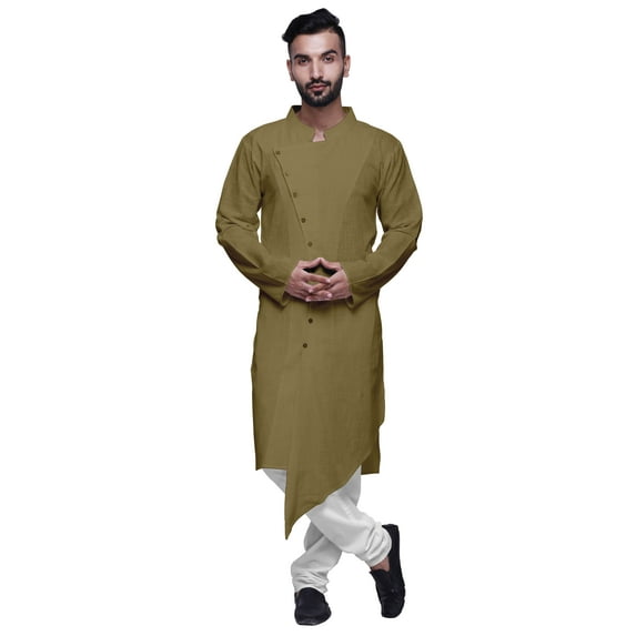Atasi Solid Long Sleeve Kurta For Men Mandarin Collar Ethnic Long Kurta For Boys