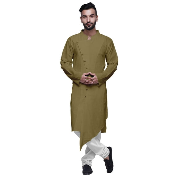 Atasi Solid Long Sleeve Kurta For Men Mandarin Collar Ethnic Long Kurta For Boys