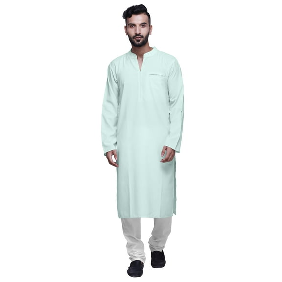 Atasi Solid Traditional Kurta For Men Chinese collar Long Shirt Ethnic Clothing