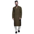 thumbnail image 1 of Atasi Solid Traditional Kurta For Men Chinese collar Long Shirt Ethnic Clothing, 1 of 7