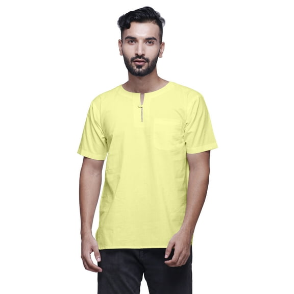 Atasi Tailored Fit Short Kurta Cotton Poplin Solid Keyhole Neck Casual Shirt