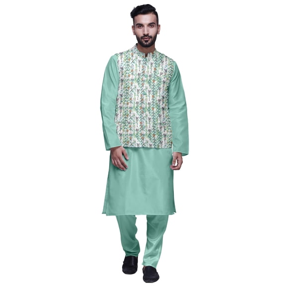 Atasi Traditional Mens Dupion Silk Kurta Pajama Set With Nehru Jacket Men Wear