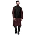 thumbnail image 1 of Atasi Traditional Mens Dupion Silk Kurta Pajama Set With Nehru Jacket Men Wear, 1 of 3