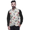 thumbnail image 1 of Atasi White Bird Printed Nehru Jacket Mens Bandhgala Ethnic Jacket Party Wear Wedding Clothing-Small, 1 of 6
