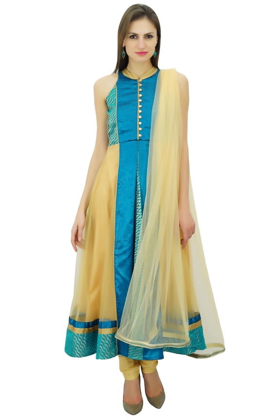 Women Long Flaired Blooywood Salwaar Kameez With Dupatta Clothing Dress