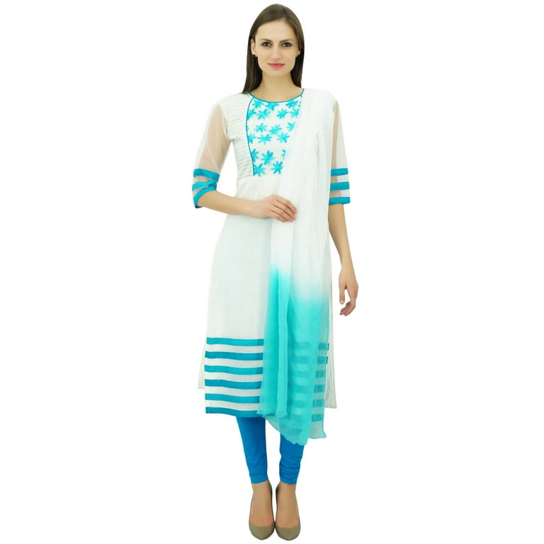 Blue kameez white deals salwar for ladies