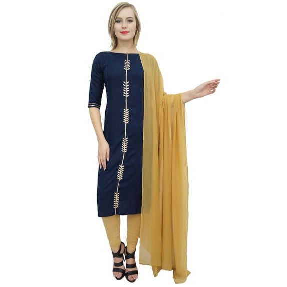 Atasi Women's Blue Gota Patti Work Salwar Kameez Suit Dress With Dupatta - 8