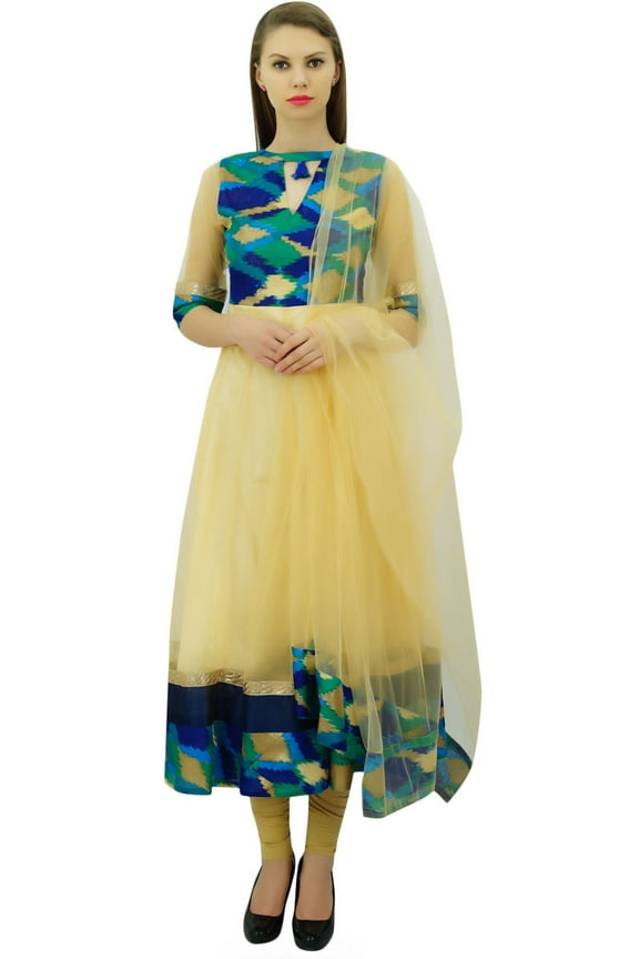 Women's Designer Beige Anarkali Salwar Suit Set Ethnic Casual Dress-16