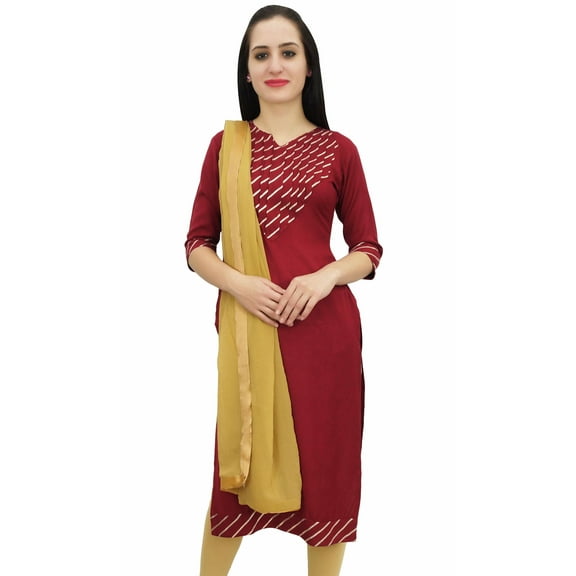 Atasi Women's Gotta Patti Work Maroon Rayon Straight Kurti Casual Clothing - 4