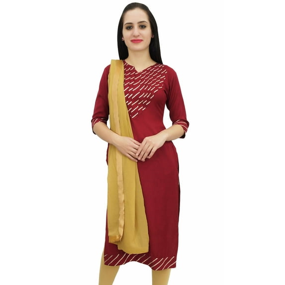 Atasi Women's Gotta Patti Work Maroon Rayon Straight Kurti Casual Clothing - 4