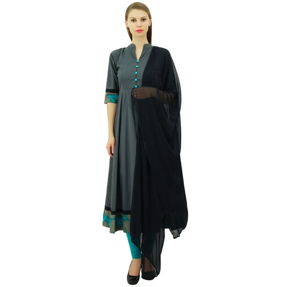 Atasi Women's Grey Anarkali Salwar Suit With Dupatta Ethnic Designer Wear-4