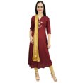 thumbnail image 1 of Atasi Women's Maroon A-Line Straight Salwar Suit With Dupatta Casual Dress - 4, 1 of 6