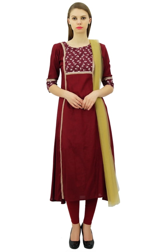 Women's Party Wear Maroon Ethnic Straight Salwar Suit Set With Dupatta-26