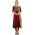 thumbnail image 1 of Atasi Women's Party Wear Maroon Ethnic Straight Salwar Suit Set With Dupatta-4, 1 of 7