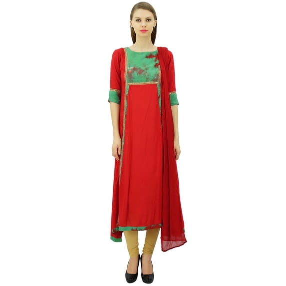 Atasi Women's Rayon Red Salwar Kameez Suit 3/4 Sleeve India Ethnic Clothing-26