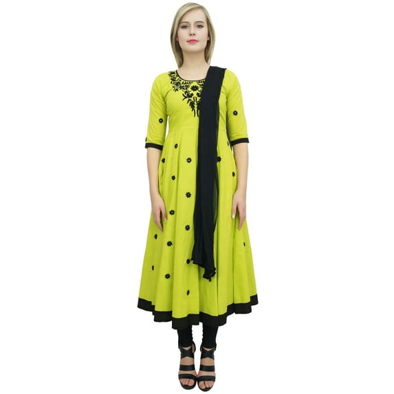 Atasi Women's Yellow Embroidery Anarkali Suit Designer Ethnic Casual Clothing-18